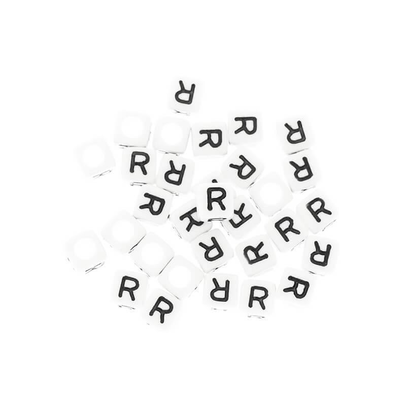 Letter beads / LUX / Letter R / acrylic cubes 6mm 30pcs. XYRR