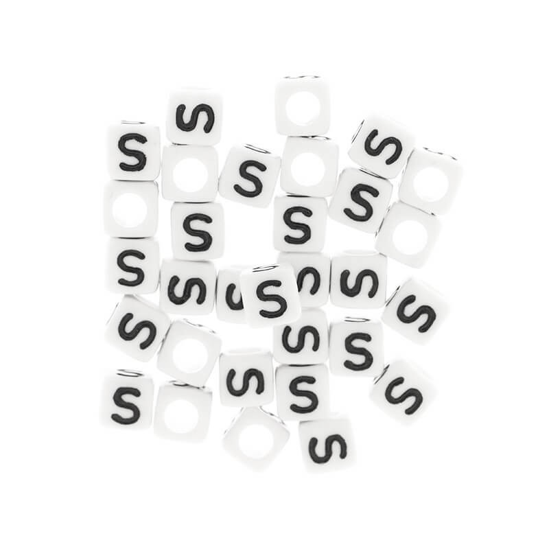 Letter beads / LUX / Letter S / acrylic cubes 6mm 30pcs. XYRS