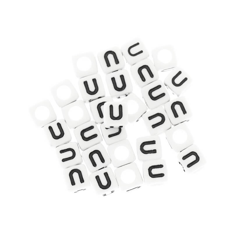 Letter beads / LUX / Letter U / acrylic cubes 6mm 30pcs. XYRU