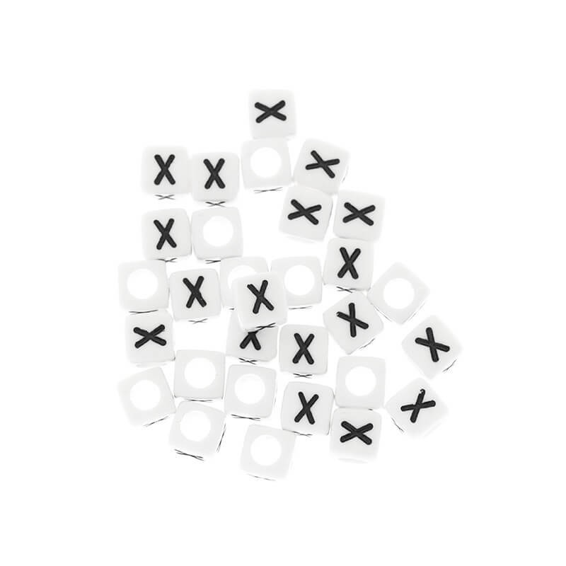 Koraliki z literkami / LUX/ Literka X / akrylowe kostki 6mm 30szt. XYRX