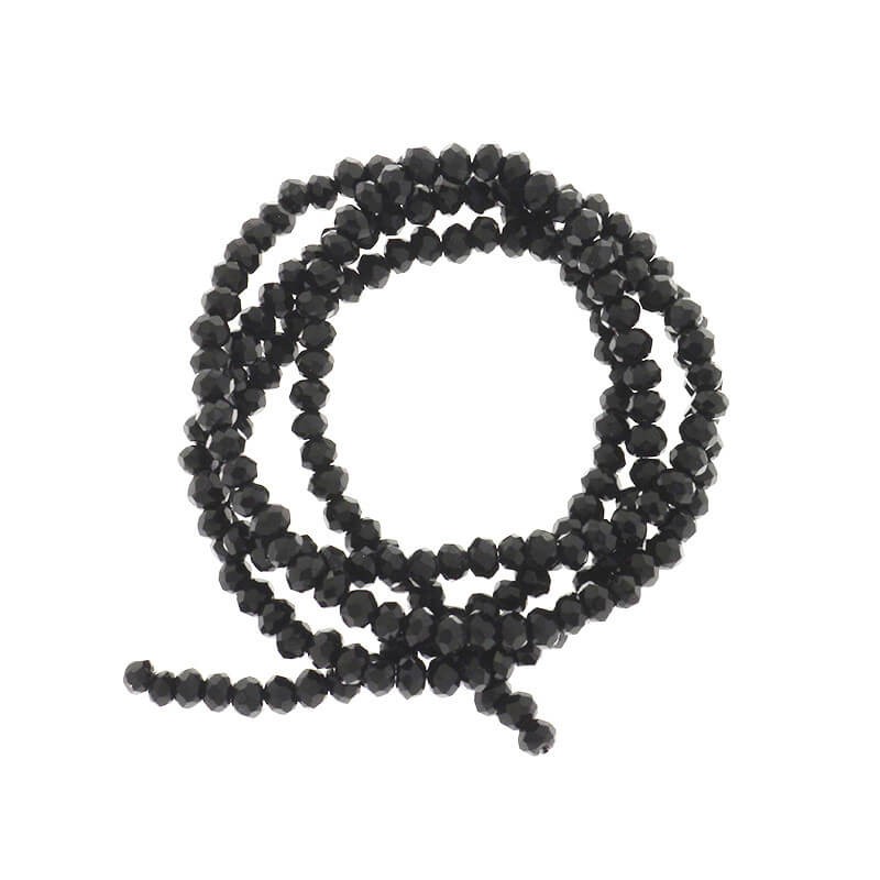 Faceted crystals / bands 190pcs / black rope jet 3x2mm SZKROP02002