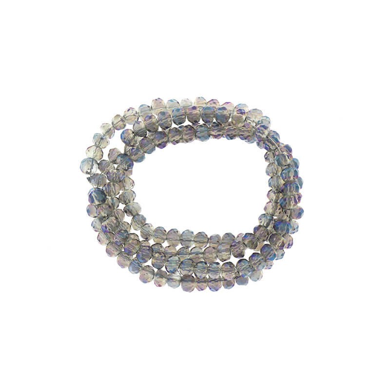 Faceted crystals / bands 190pcs / rope gray, blue AB 3x2mm SZKROP02027