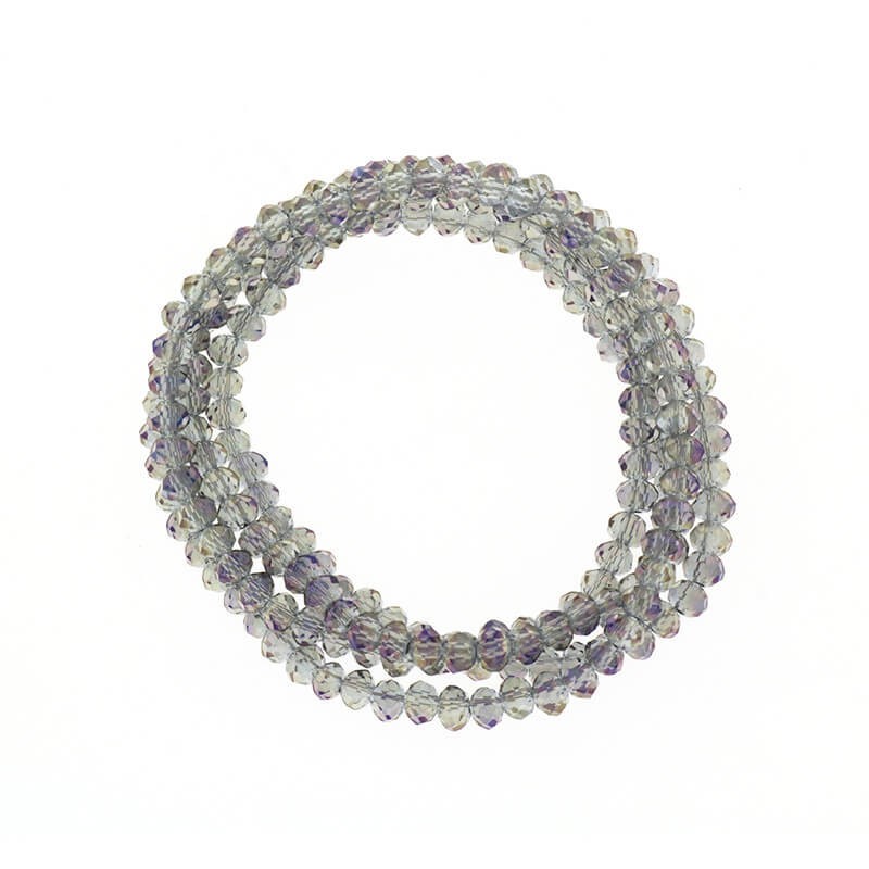 Faceted crystals / bands 190pcs / rope gray, purple AB 3x2mm SZKROP02051