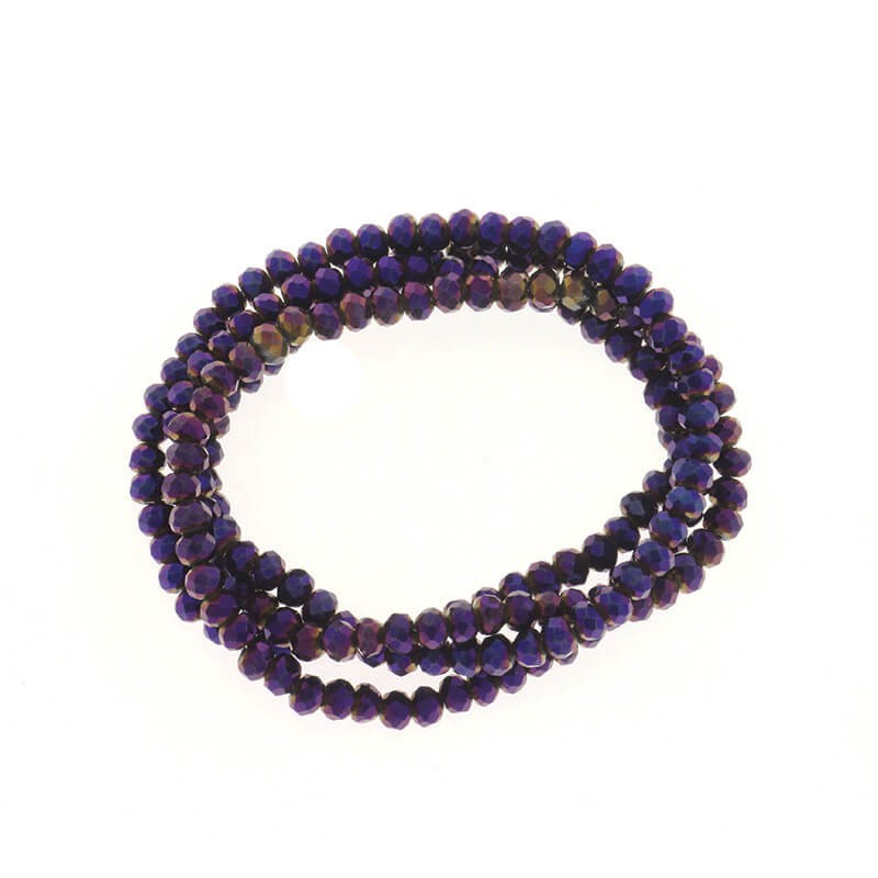 Faceted crystals / bands 190pcs / rope violet metallic ab 3x2mm SZKROP02055