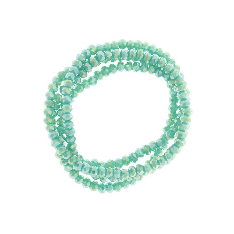 Faceted crystals / bands 190pcs / turquoise pearl cord 3x2mm SZKROP02081