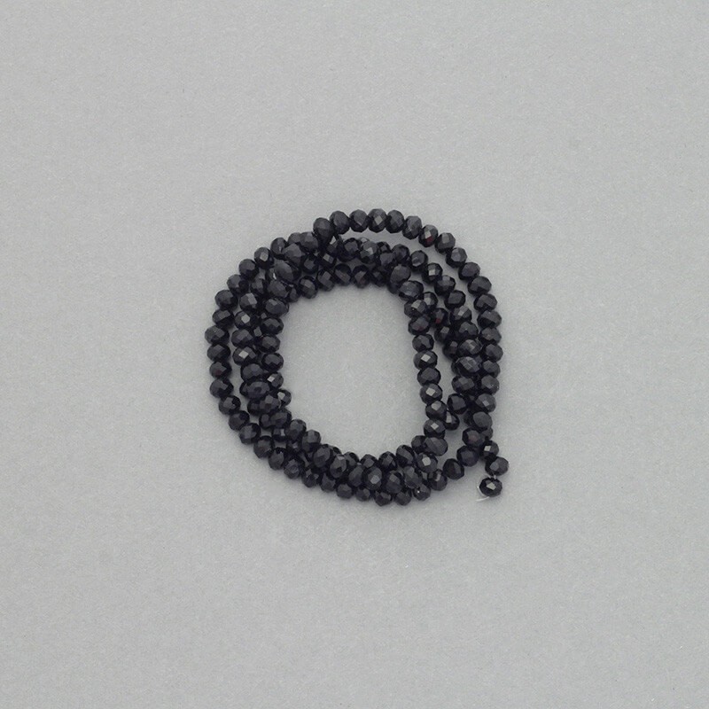 Faceted crystals / bands 145pcs / black rope jet 3.5x2.5mm SZKROP03002