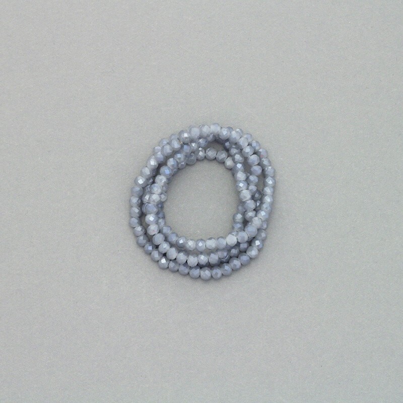 Faceted crystals / bands 145pcs / gray rope AB 3.5x2.5mm SZKROP03029
