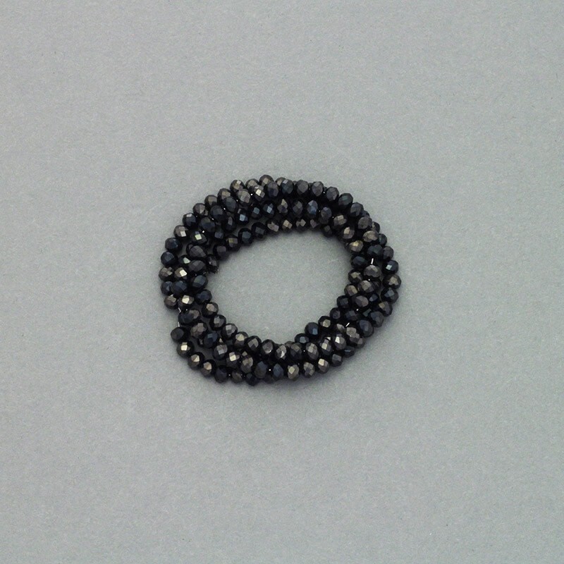 Kryształki/ oponki fasetowane 145szt / sznur czarny metalik 3.5x2.5mm SZKROP03047