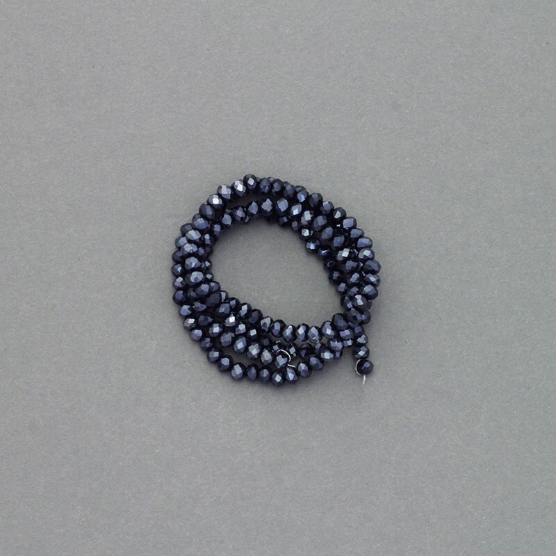 Kryształki/ oponki fasetowane 145szt / sznur czarny połysk 3.5x2.5mm SZKROP03051