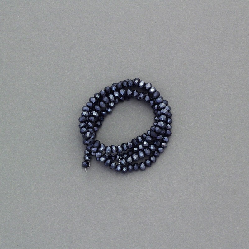 Faceted crystals / bands 145pcs / rope black gloss 3.5x2.5mm SZKROP03051