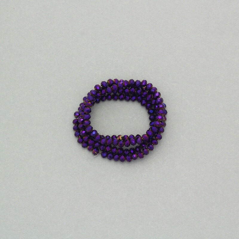 Faceted crystals / bands 145pcs / rope violet metallic AB 3.5x2.5mm SZKROP03055