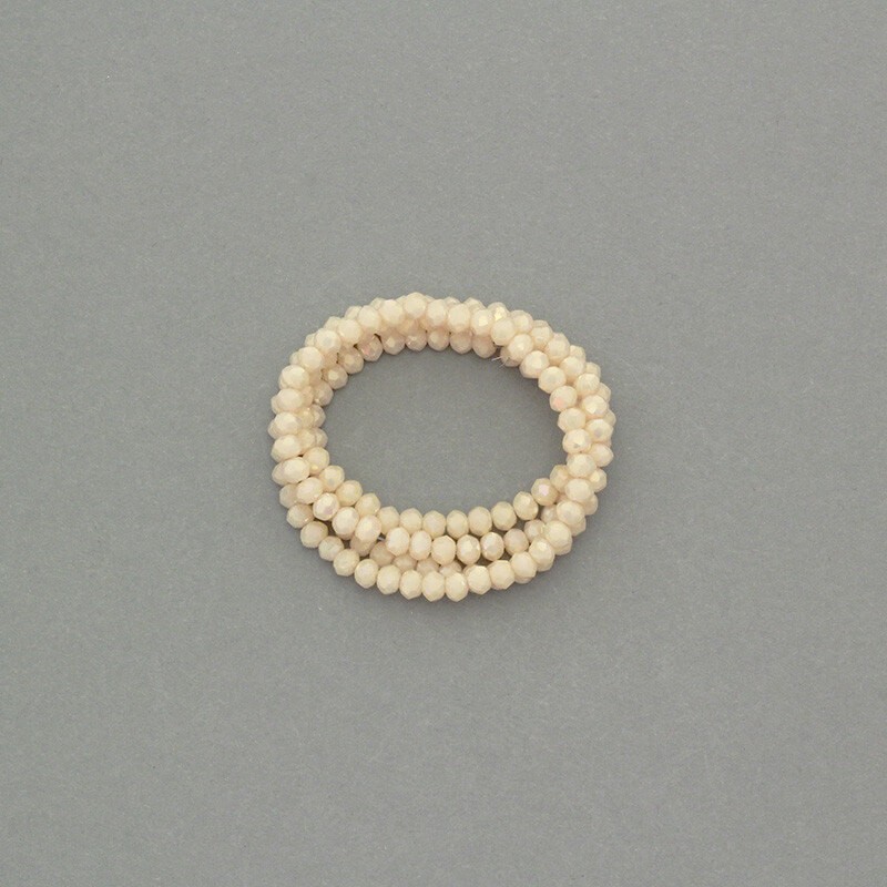 Crystals / bands, faceted 145pcs / pearl cord honey 3.5x2.5mm SZKROP03061