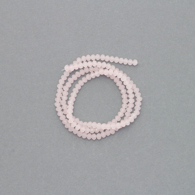 Crystals / beads faceted 145pcs / milk rope pink 3.5x2.5mm SZKROP03125