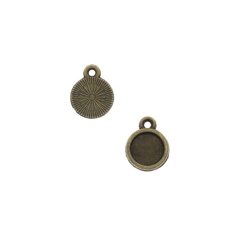 Cabochon bases 8mm pendants antique bronze 14x10mm 4pcs OKWI08AB2