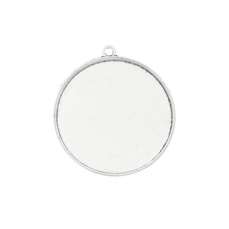 Double-sided bases for cabochons 30mm antique silver 36x33x2mm 1pc OKWI30ASDSK1