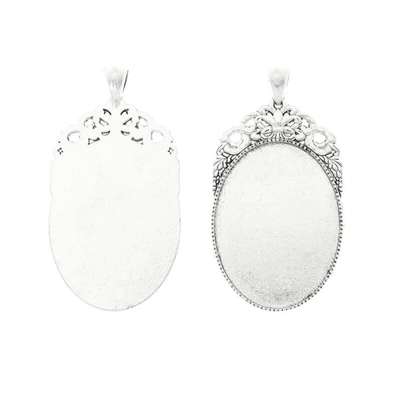 Oval cabochon bases 30x40mm antique silver 60x32x2mm 1pc OKWI3040AS12