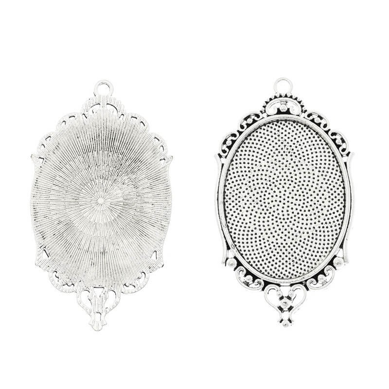 Filigree bases for cabochons 30x40mm, antique silver, 1pc OKWI3040AS15