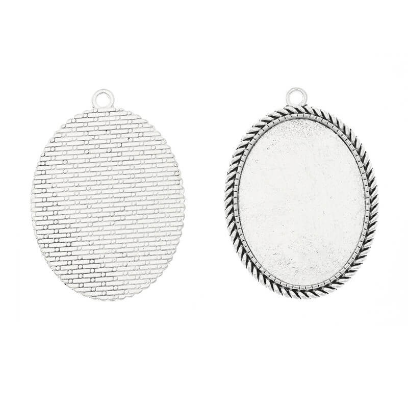Simple bases for cabochons 30x40mm antique silver 1pc OKWI3040AS16