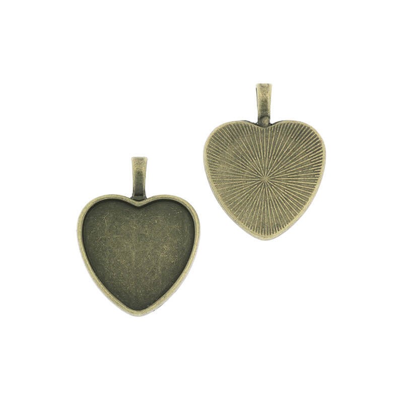 Bases for heart cabochon antique bronze 36x28mm 1pc OKWISEAB1