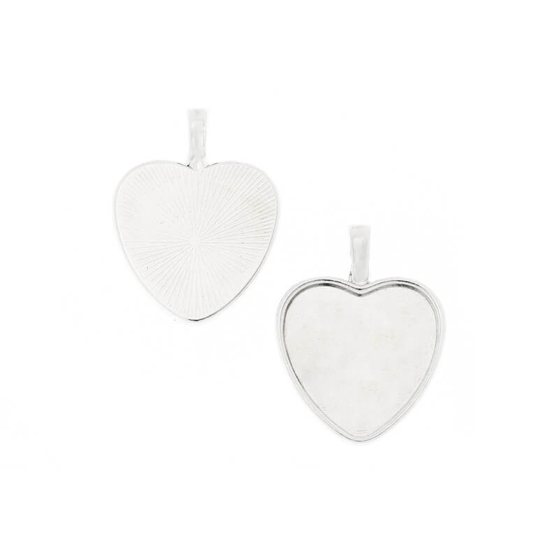 Bases for heart cabochons platinum 36x28mm 1pc OKWISEPL1