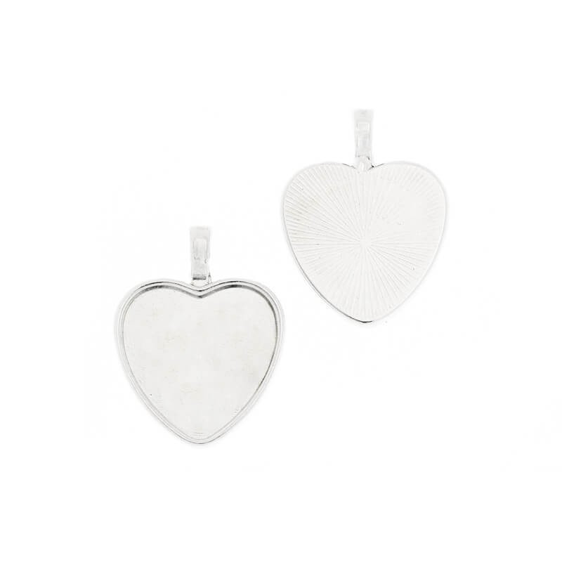 Bases for heart cabochons platinum 36x28mm 1pc OKWISEPL1