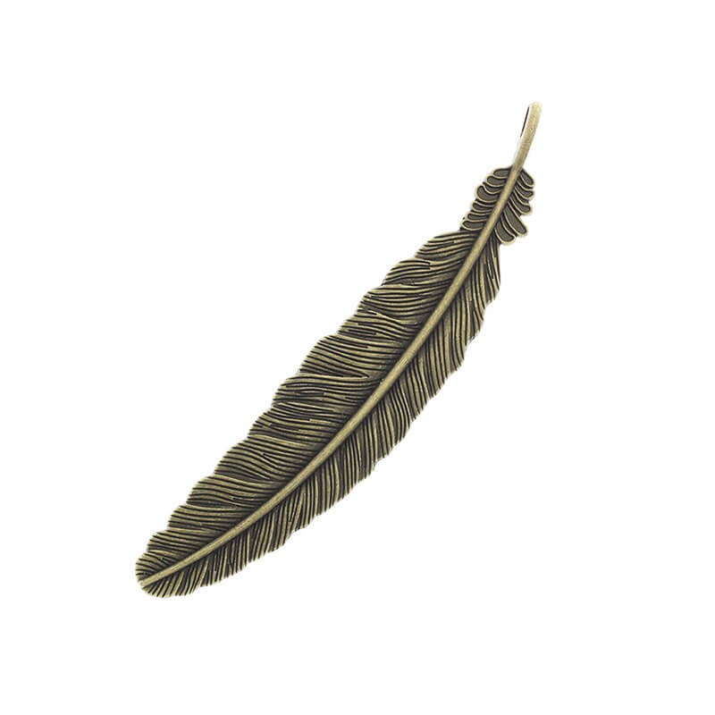 Large antique bronze feather pendant 105x22x2mm, 1 piece AAB298
