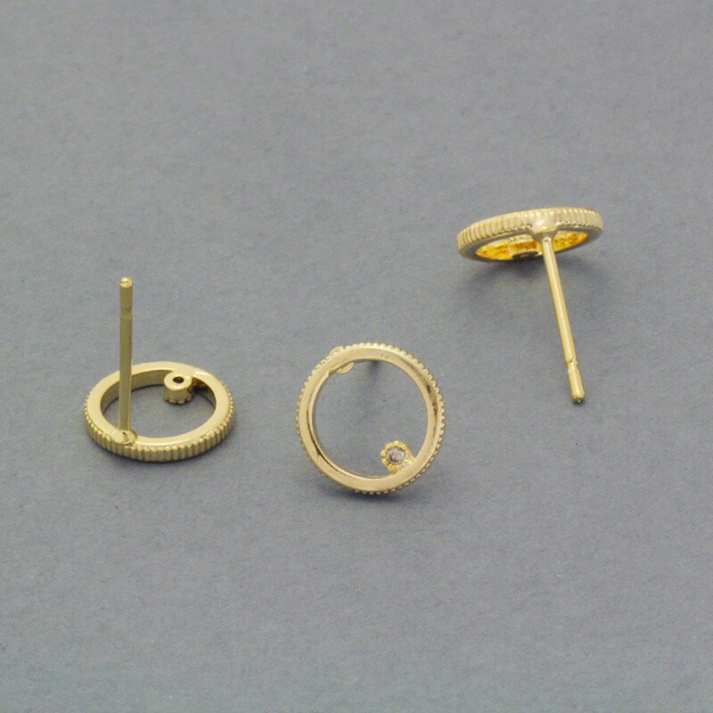 Studs with zircon gold-plated 10mm 2pcs AKG371