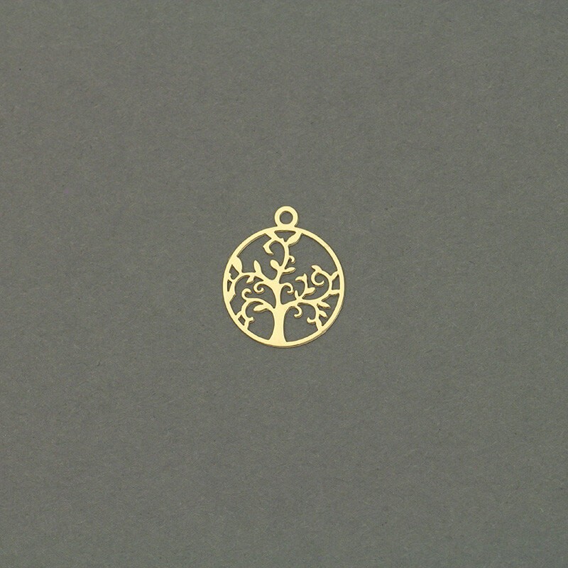 Splendide tree pendants gold-plated 12mm 4pcs AKG498