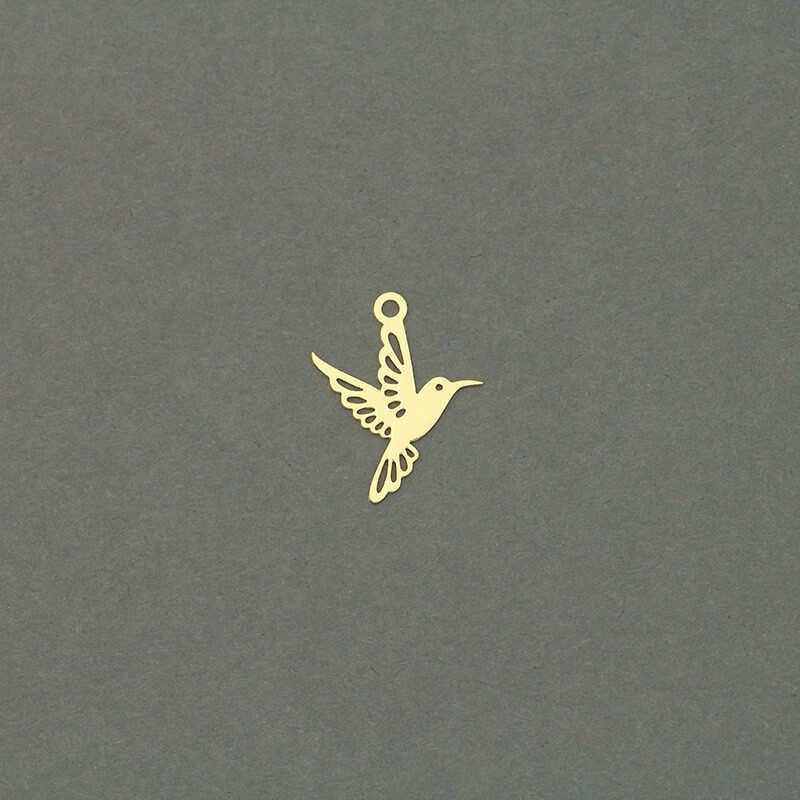 Hummingbird pendants 2 Splendide gold-plated 12x15mm 4pcs AKG508