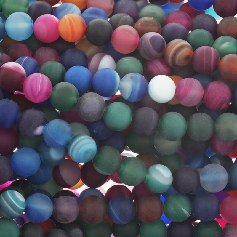 Matte agate beads multicolour balls 8mm 46pcs (cord) KAAGM0823