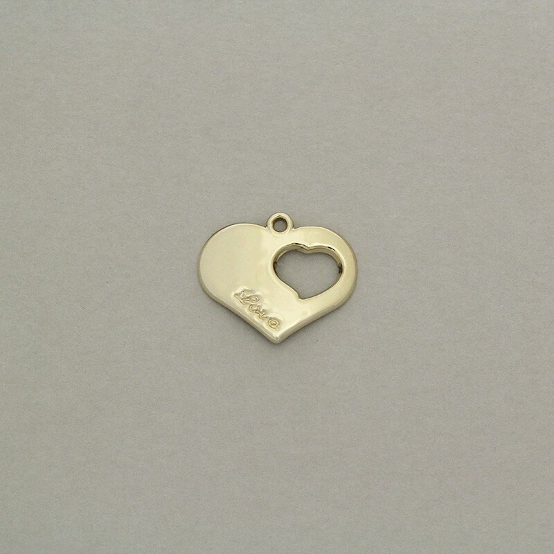 Heart pendant LOVE 20x16mm gold 1pcs AKG512