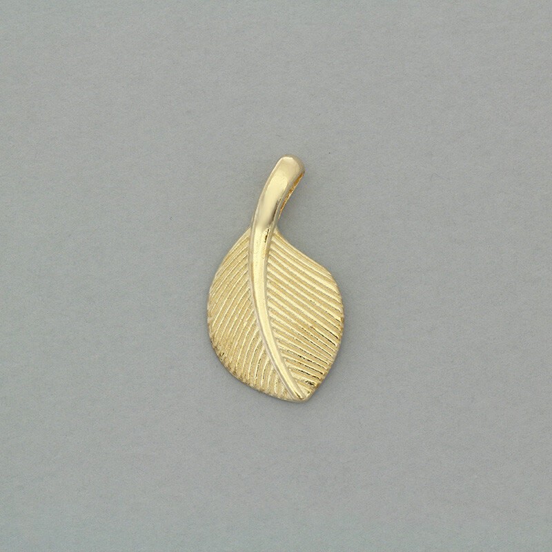 Pendant leaf gold 28x15mm 2pcs AKG577