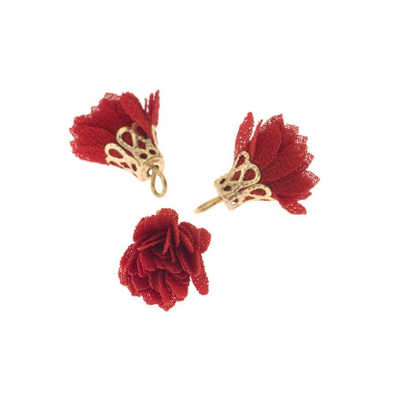 Chwosty kwiatki małe czerwone 16mm 1szt TAAKWM01