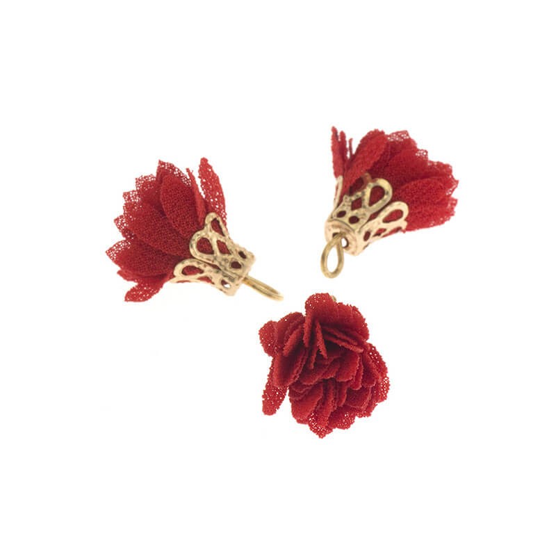 Chwosty kwiatki małe czerwone 16mm 1szt TAAKWM01