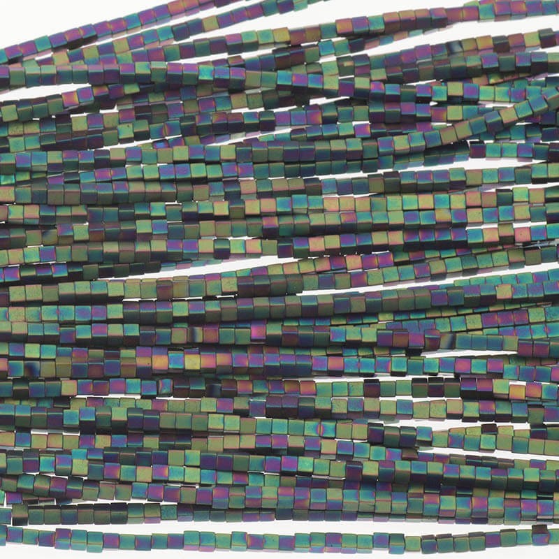Hematite / beads / cubes 1.5mm / rainbow mat 260pcs KAHE49
