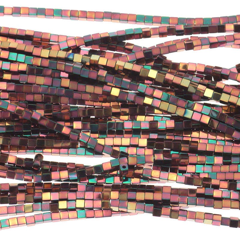 Hematite / beads / cubes 1.5mm / multicolored copper 260pcs KAHE53