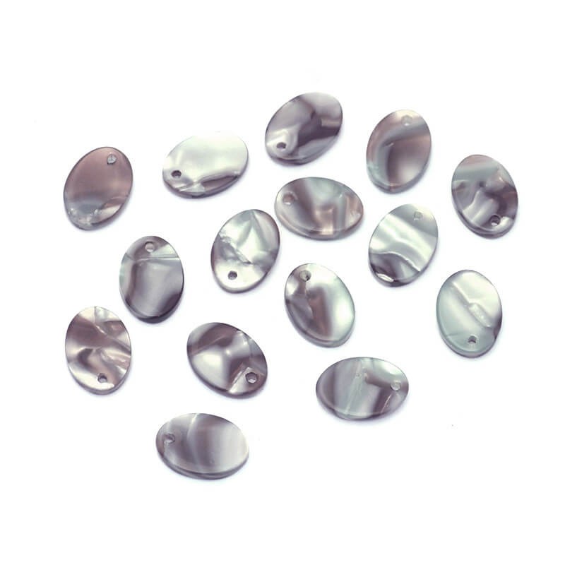 Resin pendants oval 14x9mm / Art Deco resin / gray pearl / 1pc XZR9403