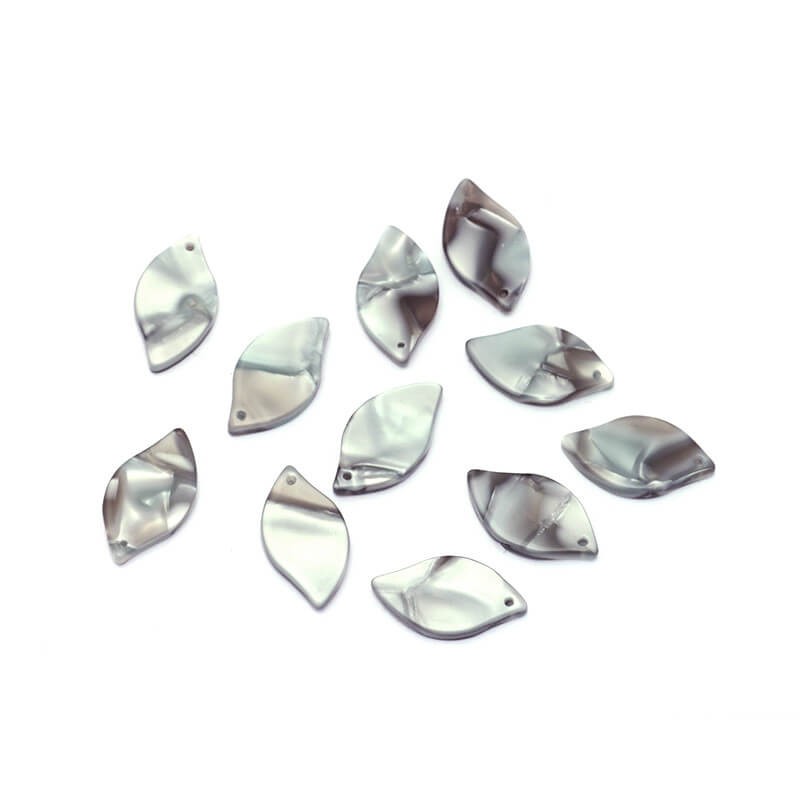 Resin pendants leaves 18x10mm / Art Deco resin / gray pearl / 1pc XZR9404