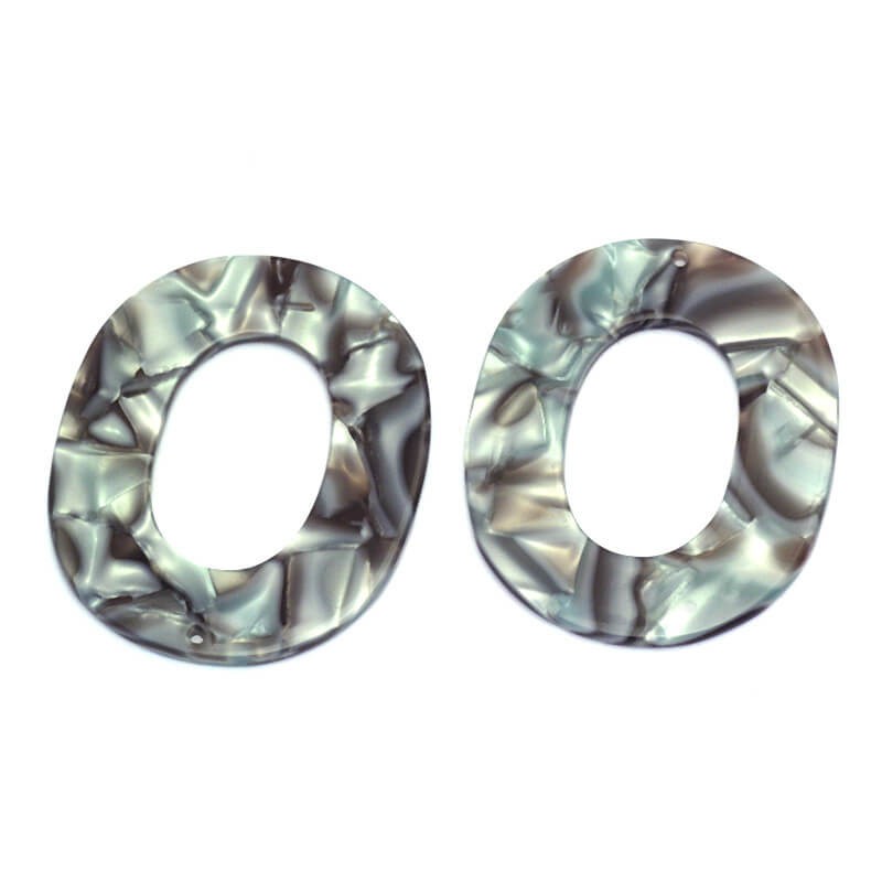 Resin pendants 40x50mm / Art Deco resin / gray pearl / 1pc XZR9401