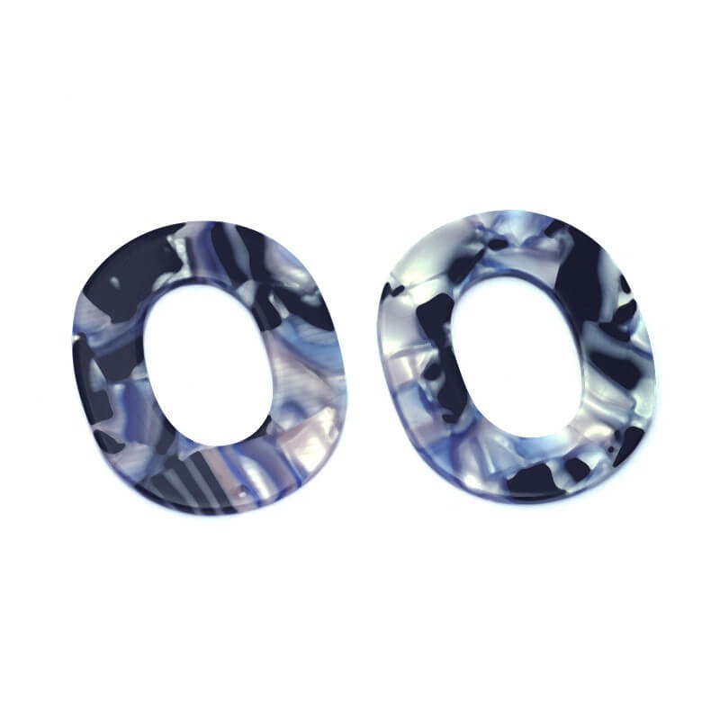 Resin pendants 40x50mm / Art Deco resin / navy blue pearl / 1pc XZR9901