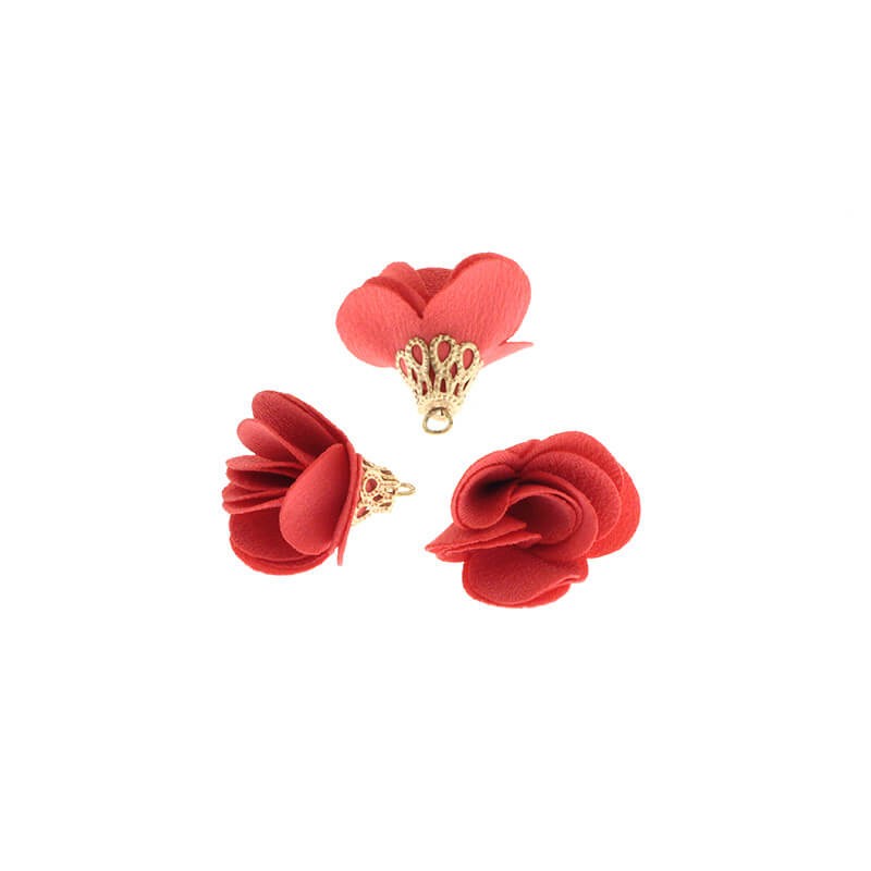 Finged satin coral flowers 20mm 1pc TAAKW26
