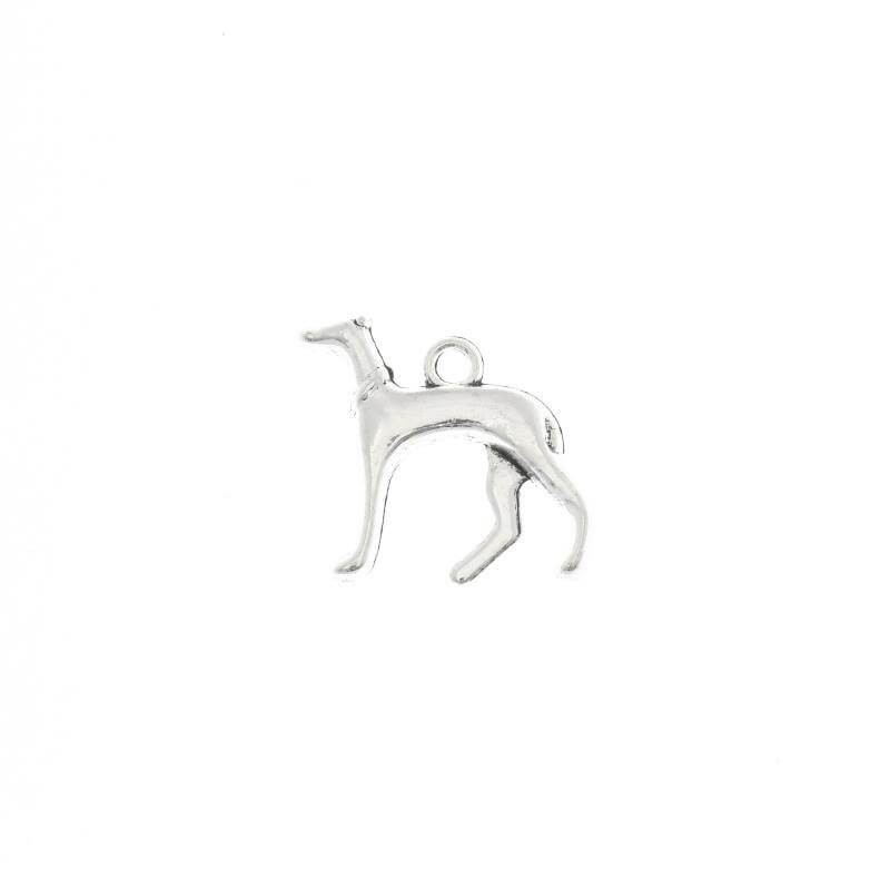 Dog jewelry pendants greyhounds 18x18mm, silver, 2pcs AAT433