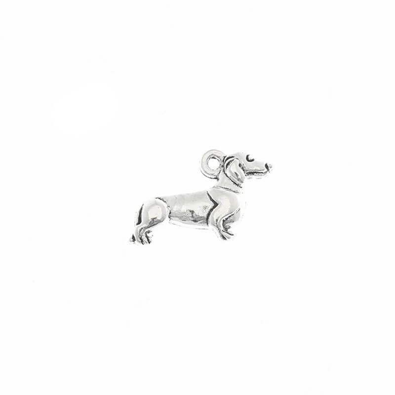 Silver Dachshund Dogs Pendants 20x13mm 4pcs AAT439
