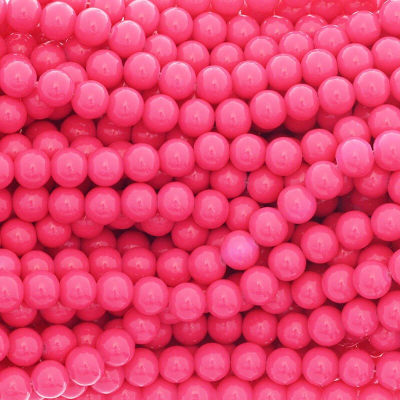 Milky beads candy pink 10mm / for bracelets / 86 pieces SZTP1032