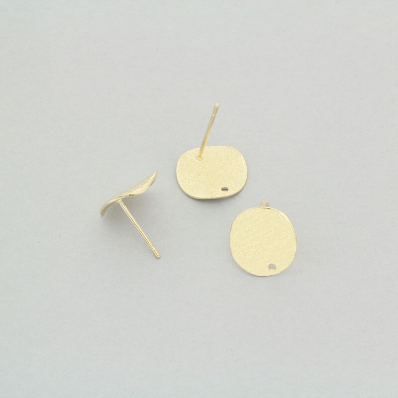 Gold-plated studs / hammered circle 12mm 2pcs AKG631