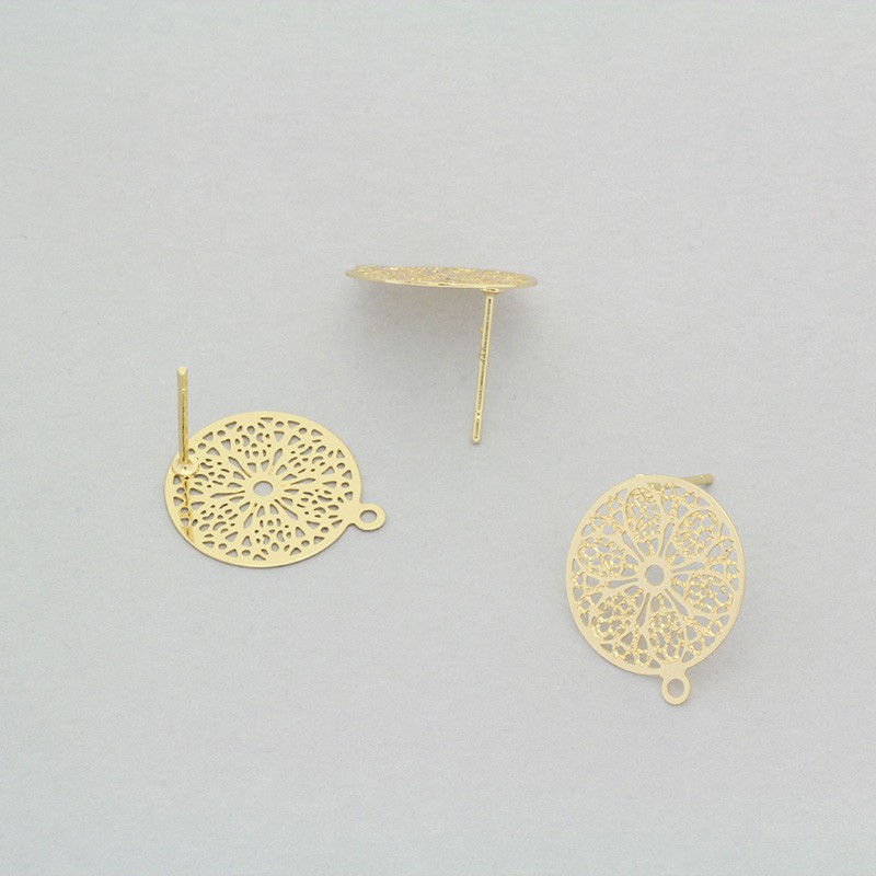 Gold-plated pins Rosettte 15mm 2pcs AKG613