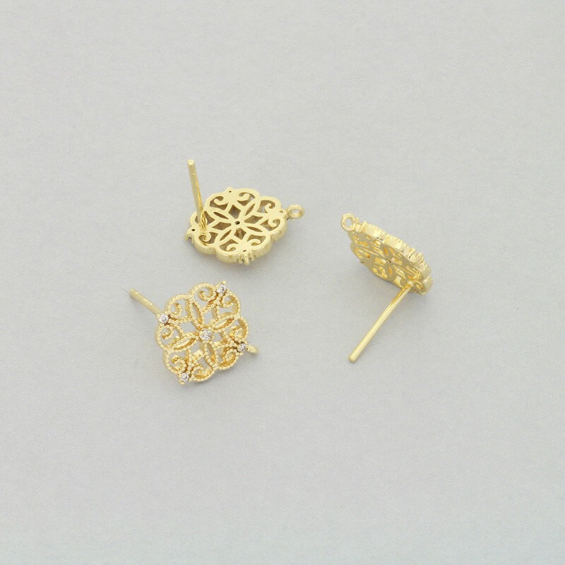 Gold-plated pins Orient White 12mm 2pcs AKG617