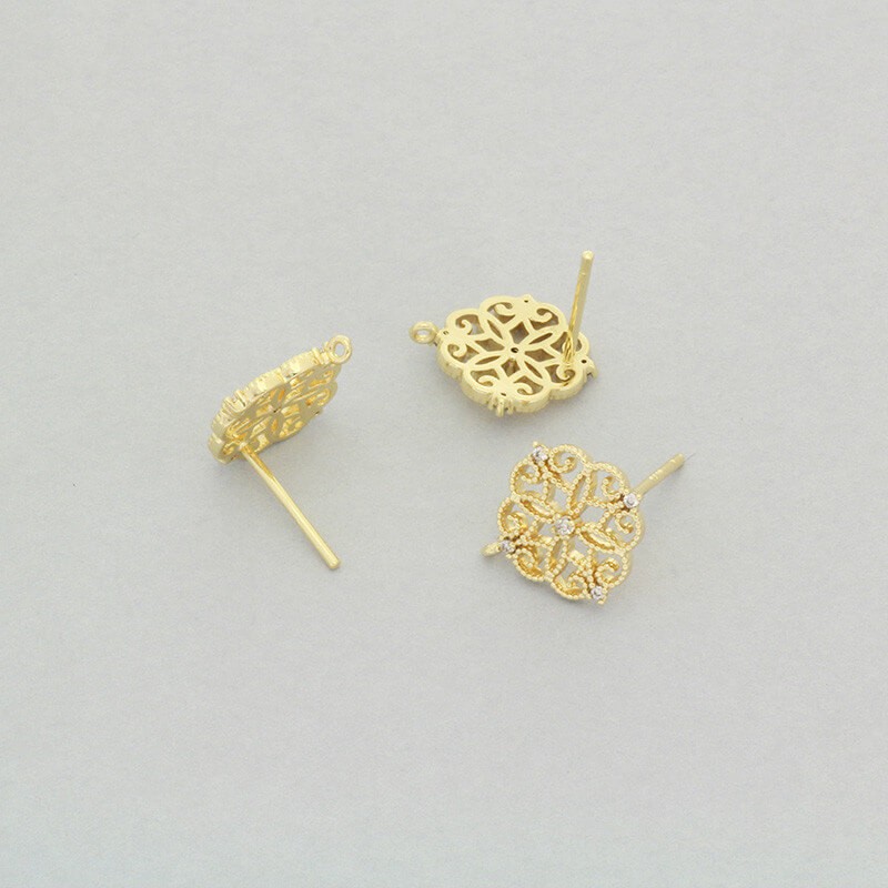 Gold-plated pins Orient White 12mm 2pcs AKG617