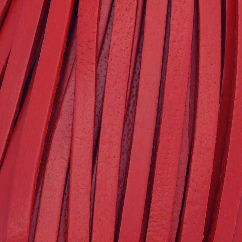 Leather flat strap 5x2mm red, spool 1m RZIN09