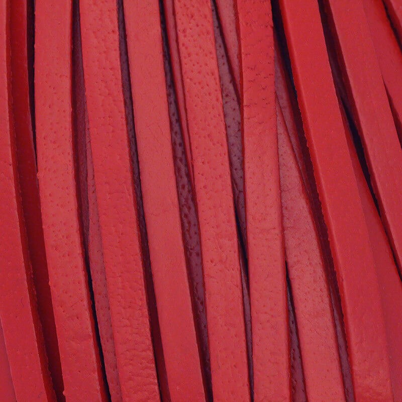 Rzemień płaski skórzany 5x2mm czerwony ze szpuli 1m RZIN09